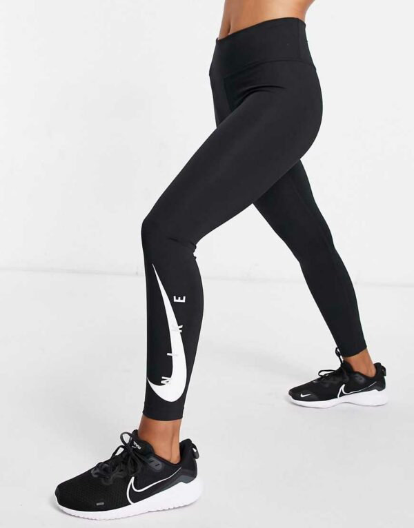 Nike Running - 7/8-Leggings mit Swoosh-Logo in Schwarz