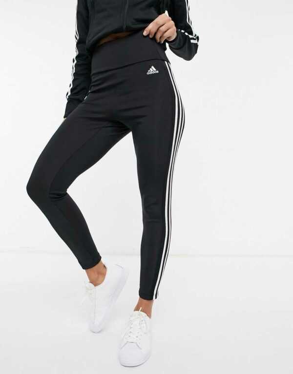 adidas Training - Designed To Move - Schwarze 7/8-Leggings mit hohem Bund und 3 Streifen